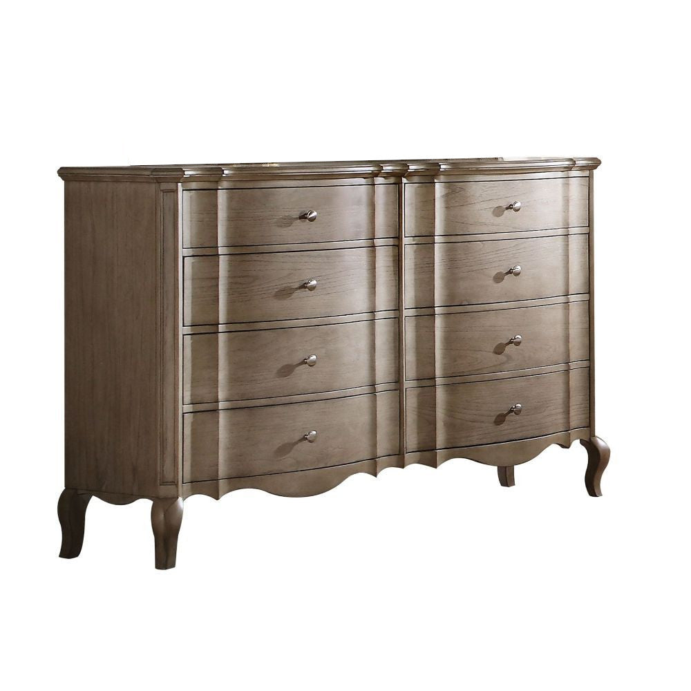 64" Taupe Solid and Manufactured Wood Eight Drawer Double Dresser-1