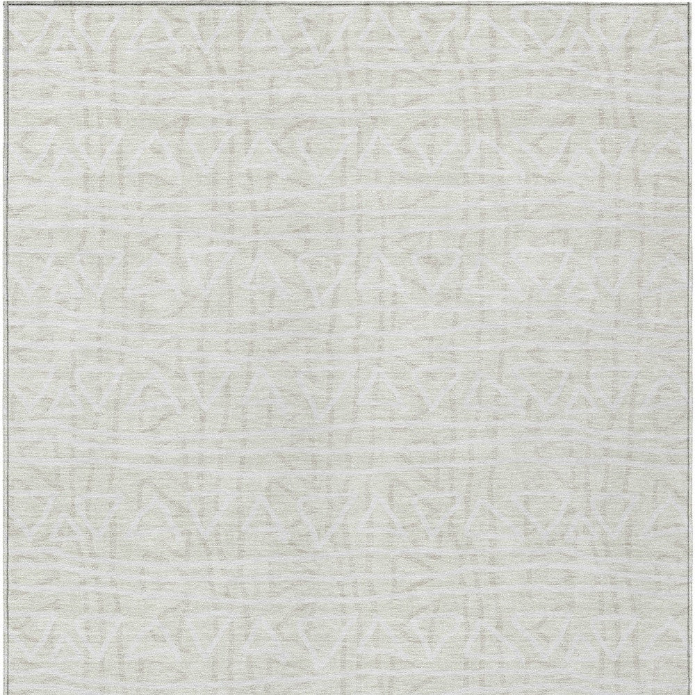 3' X 5' Ivory And Beige Geometric Washable Indoor Outdoor Area Rug-5
