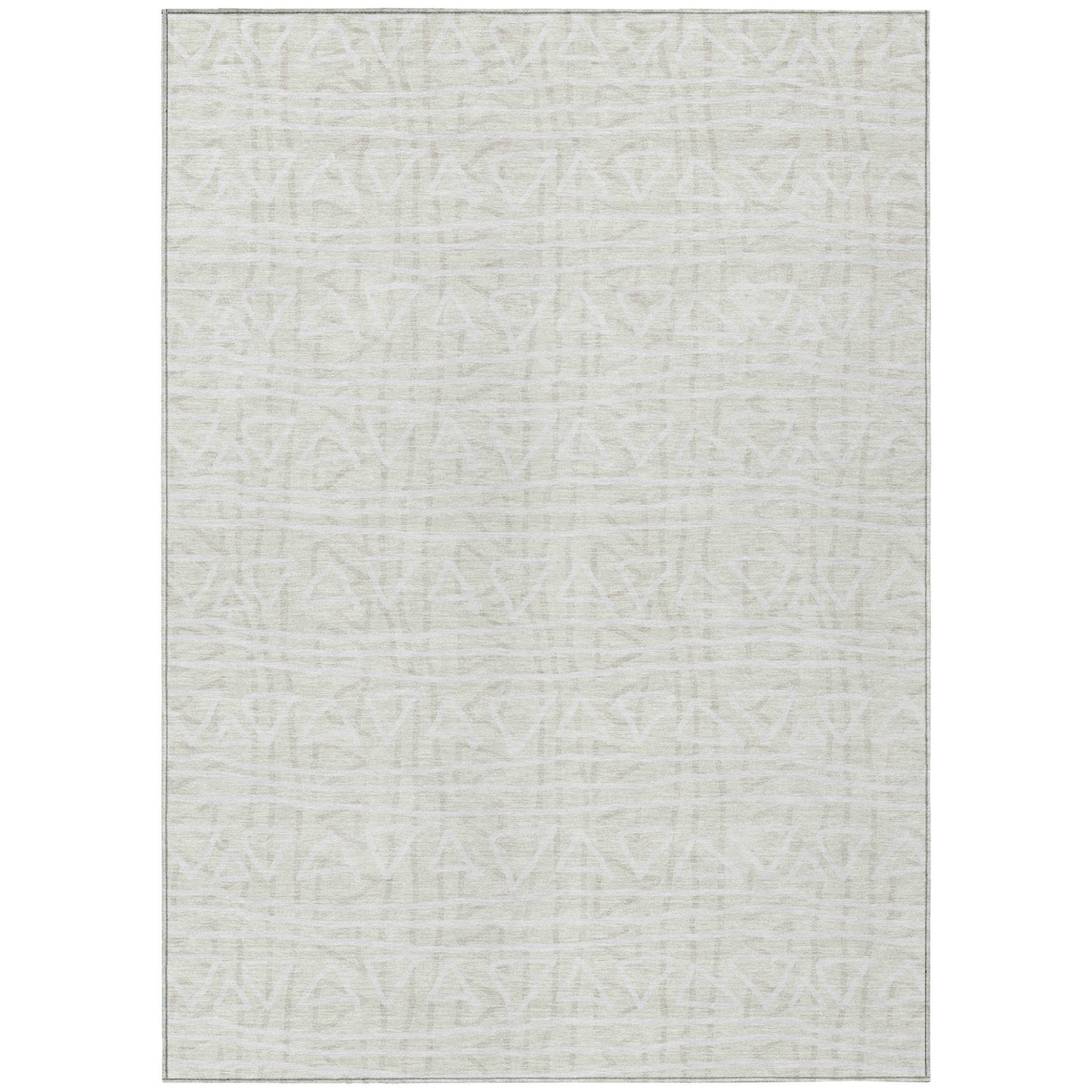 3' X 5' Ivory And Beige Geometric Washable Indoor Outdoor Area Rug-1