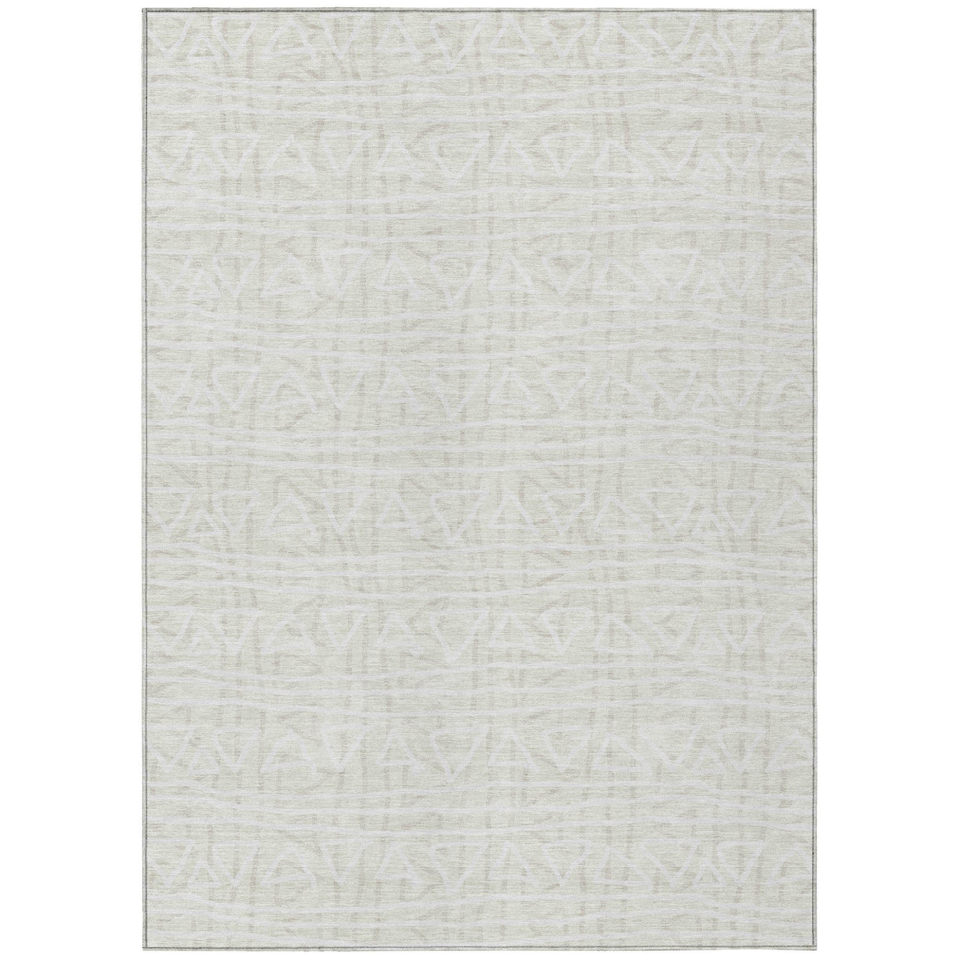 3' X 5' Ivory And Beige Geometric Washable Indoor Outdoor Area Rug-1