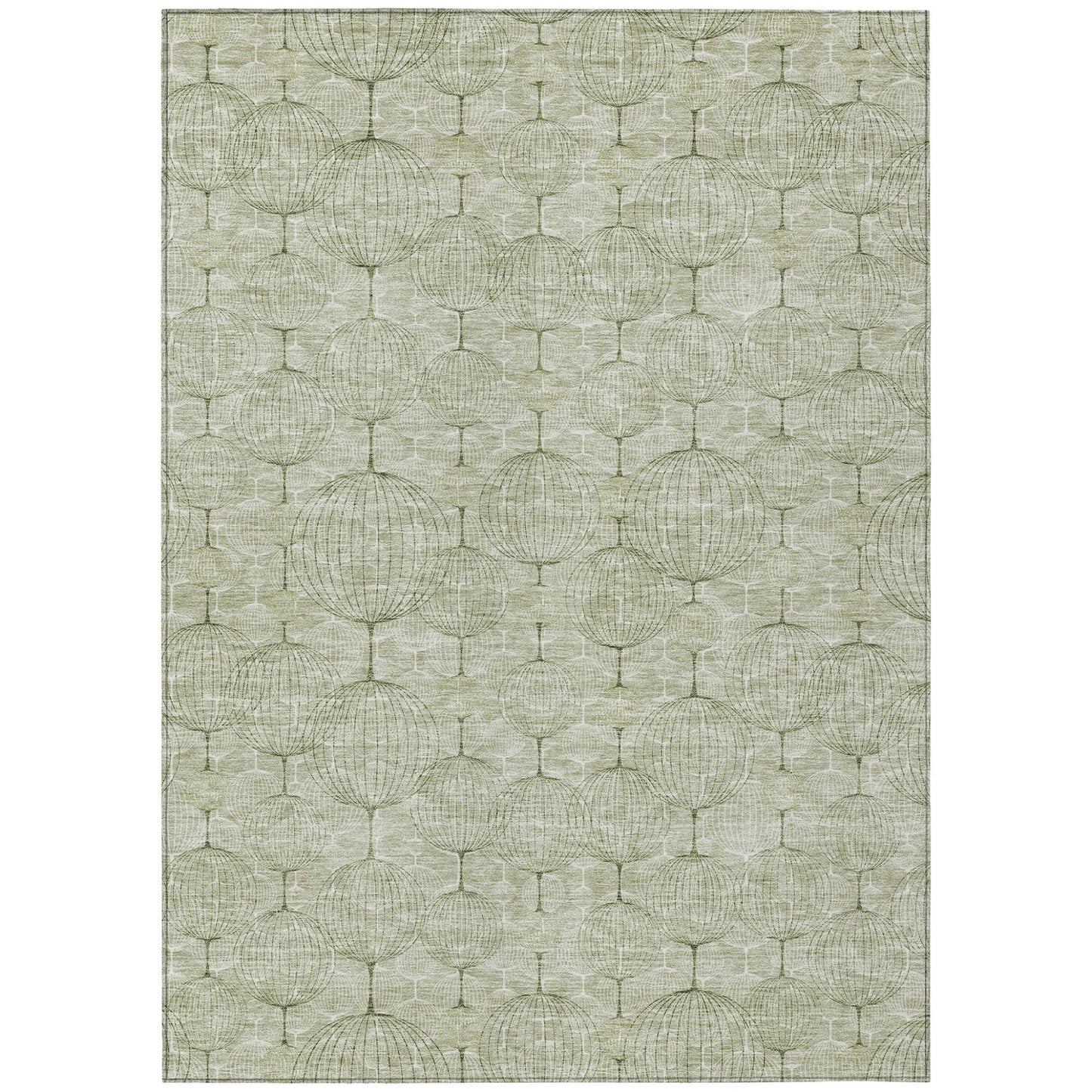 8' X 10' Artichoke Green And Ivory Geometric Washable Indoor Outdoor Area Rug-1