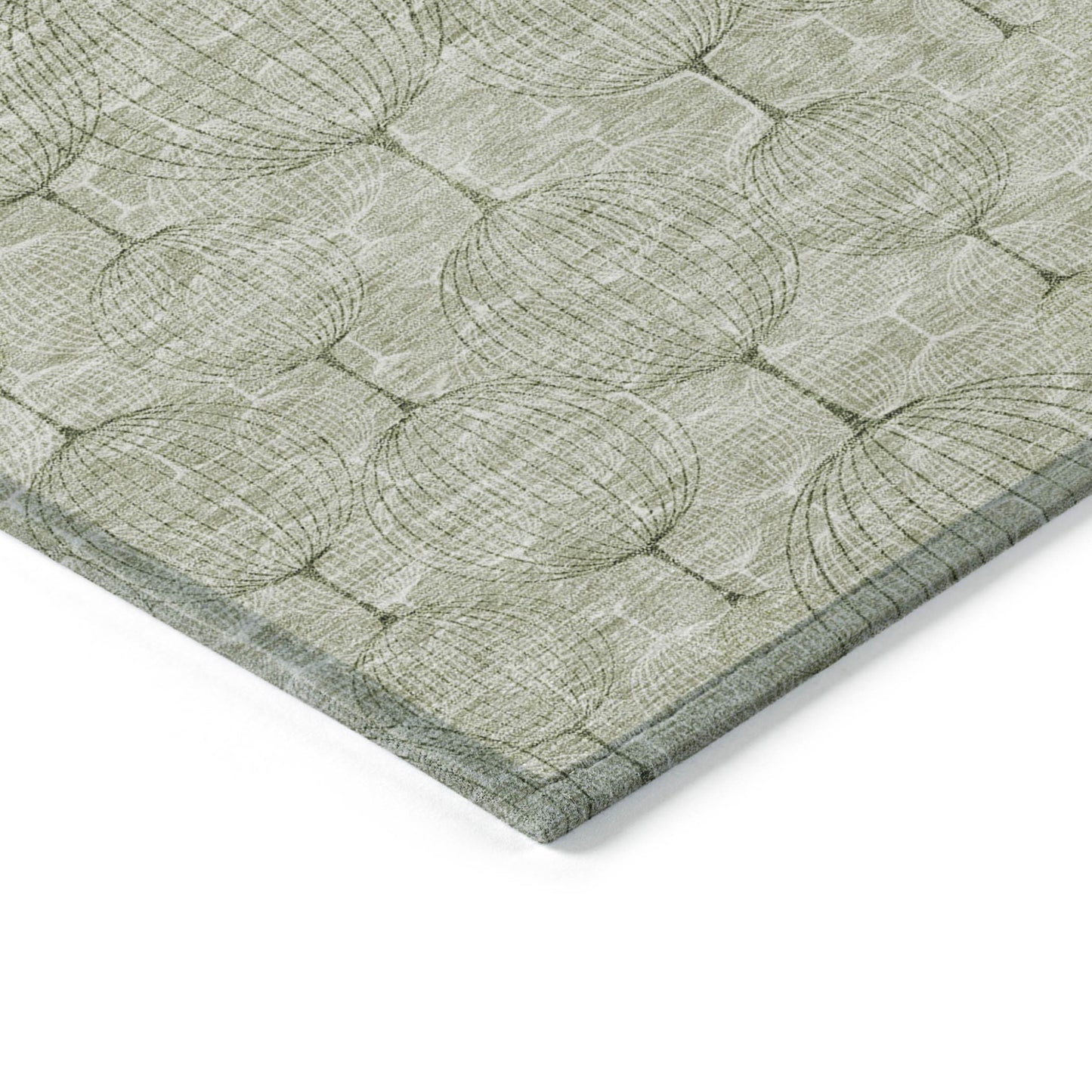 8' X 10' Artichoke Green And Ivory Geometric Washable Indoor Outdoor Area Rug-3