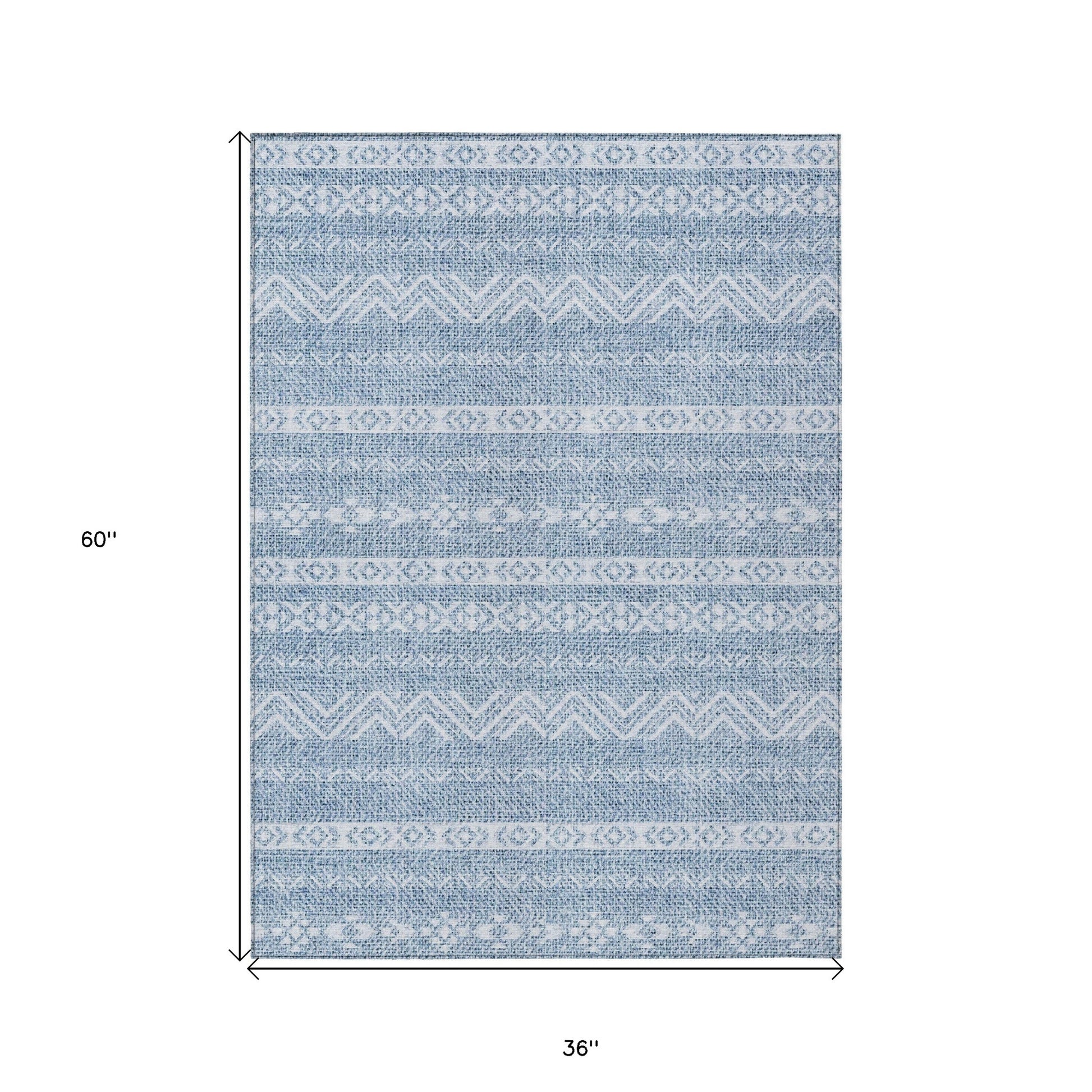 3' X 5' Blue And Denim Blue Southwestern Washable Indoor Outdoor Area Rug-2