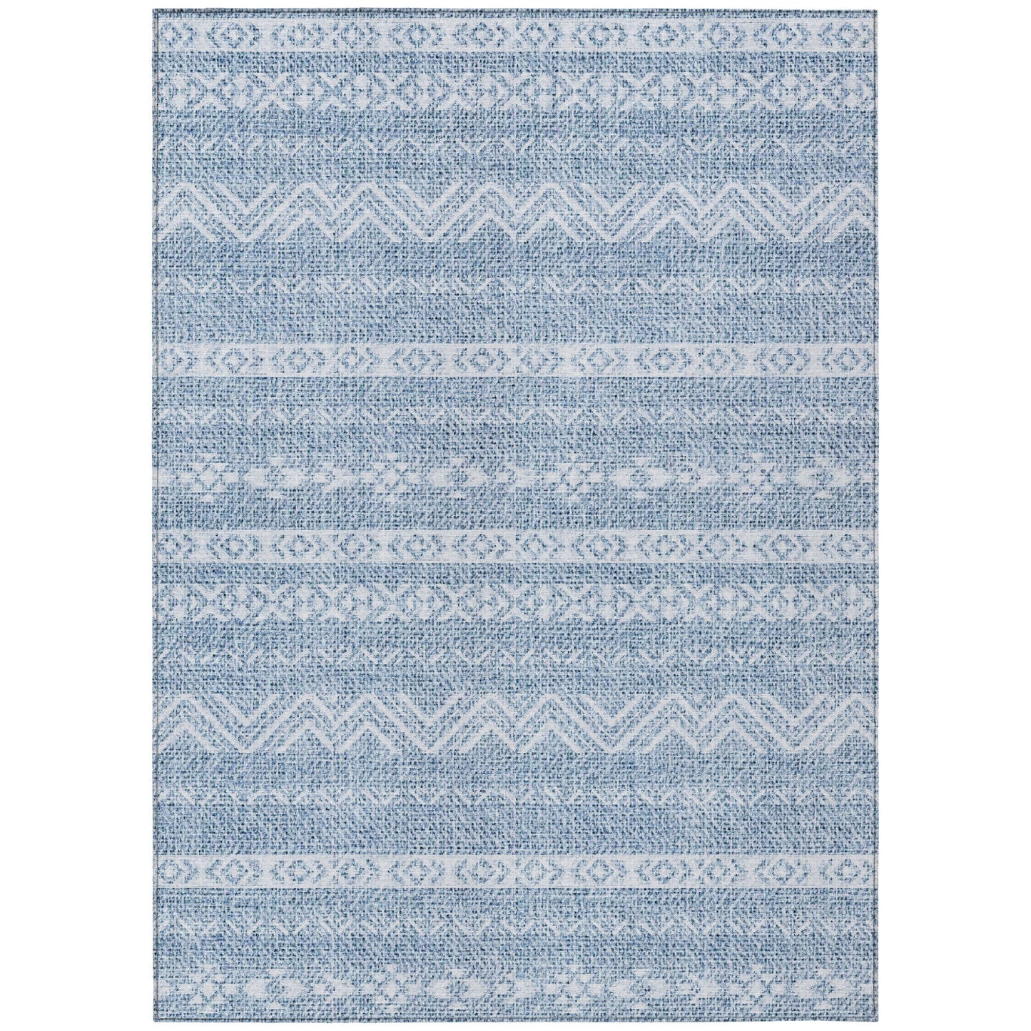 3' X 5' Blue And Denim Blue Southwestern Washable Indoor Outdoor Area Rug-1