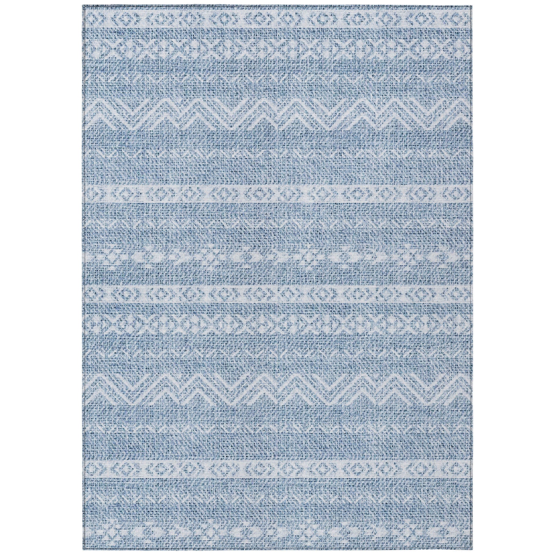 3' X 5' Blue And Denim Blue Southwestern Washable Indoor Outdoor Area Rug-1