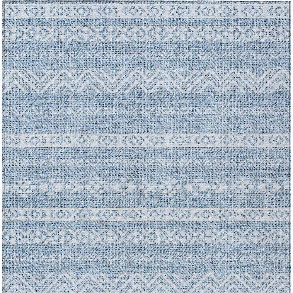 3' X 5' Blue And Denim Blue Southwestern Washable Indoor Outdoor Area Rug-5