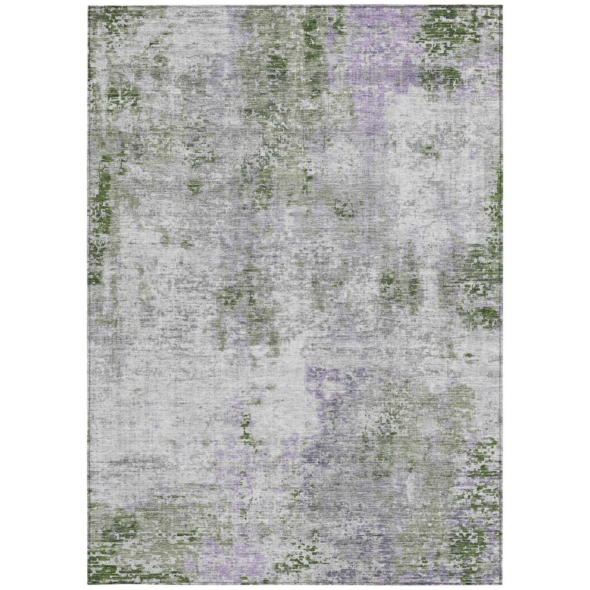 3' X 5' Olive Green And Gray Abstract Washable Indoor Outdoor Area Rug-6