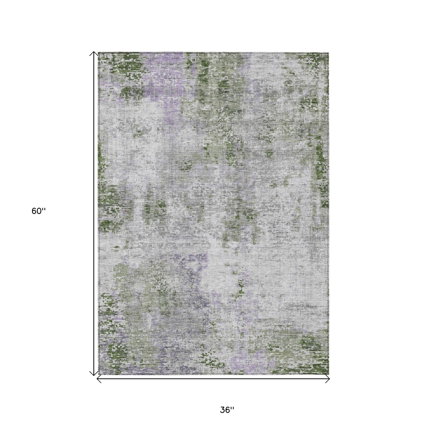 3' X 5' Olive Green And Gray Abstract Washable Indoor Outdoor Area Rug-2