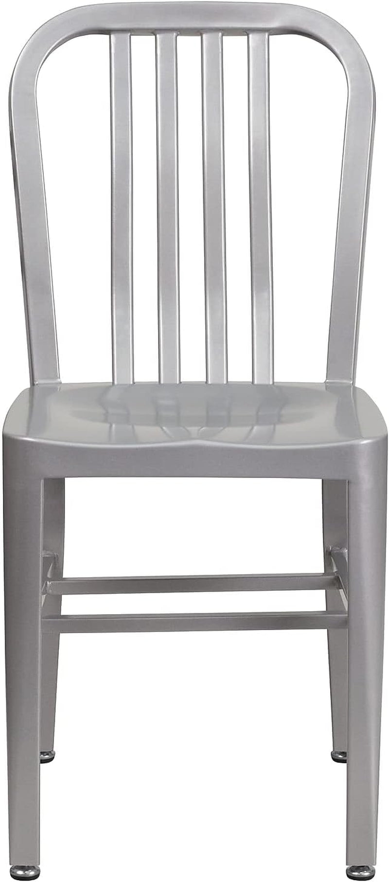 Gael Indoor/Outdoor Modern Metal Dining Chairs, Commercial-Grade Galvanized Steel Restaurant Chairs, Set of 2, Silver-4