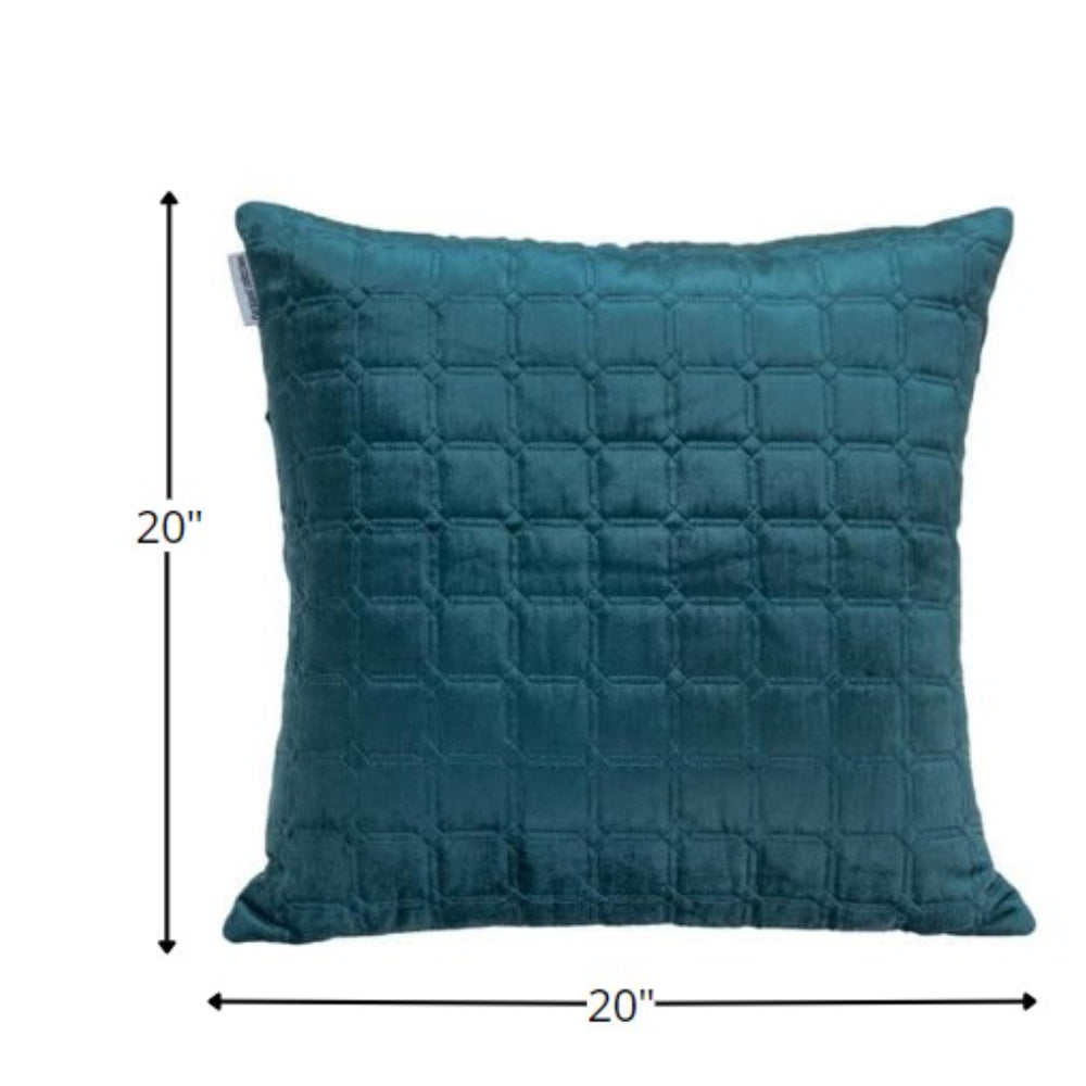20" Teal Cotton Blend Throw Pillow-3