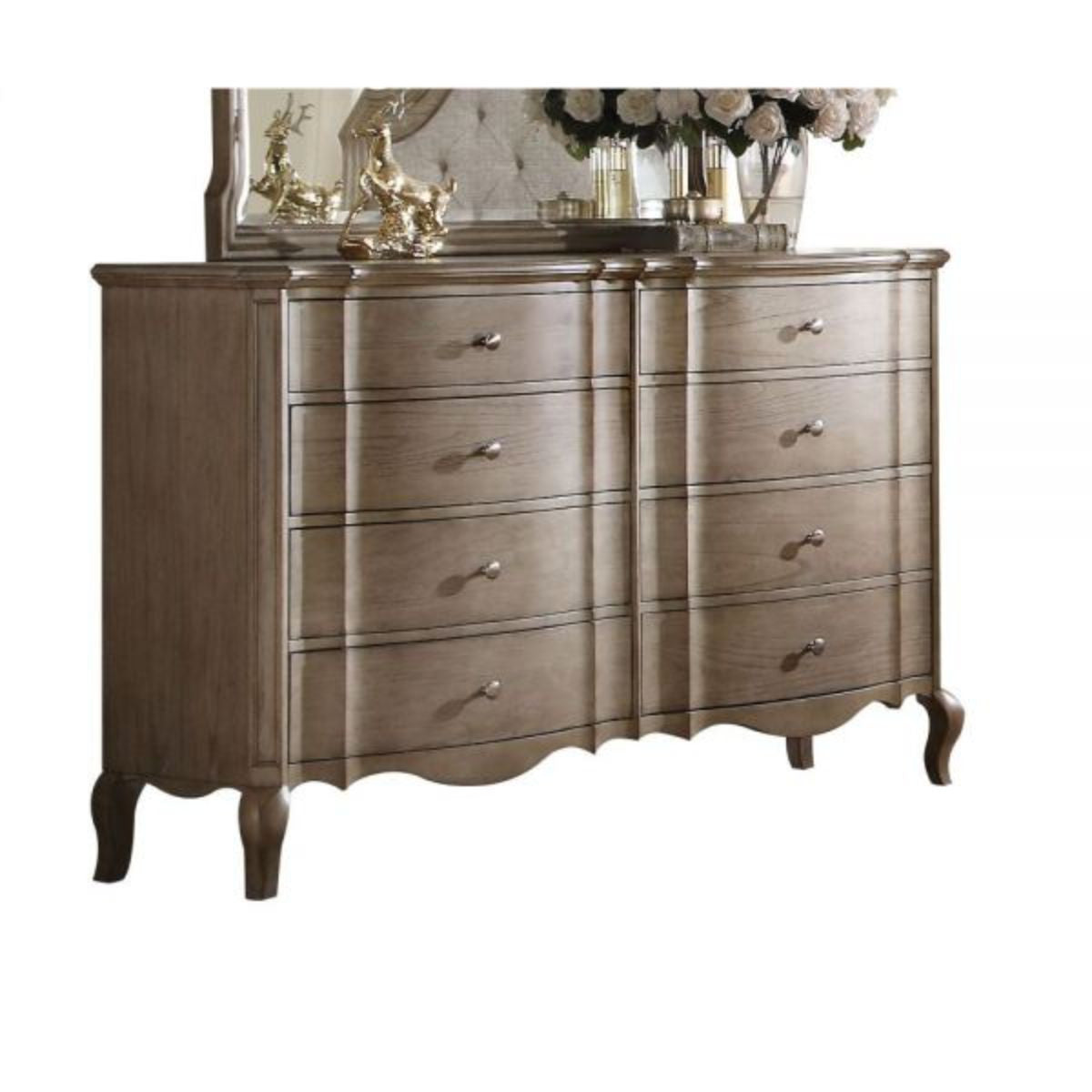 64" Taupe Solid and Manufactured Wood Eight Drawer Double Dresser-3