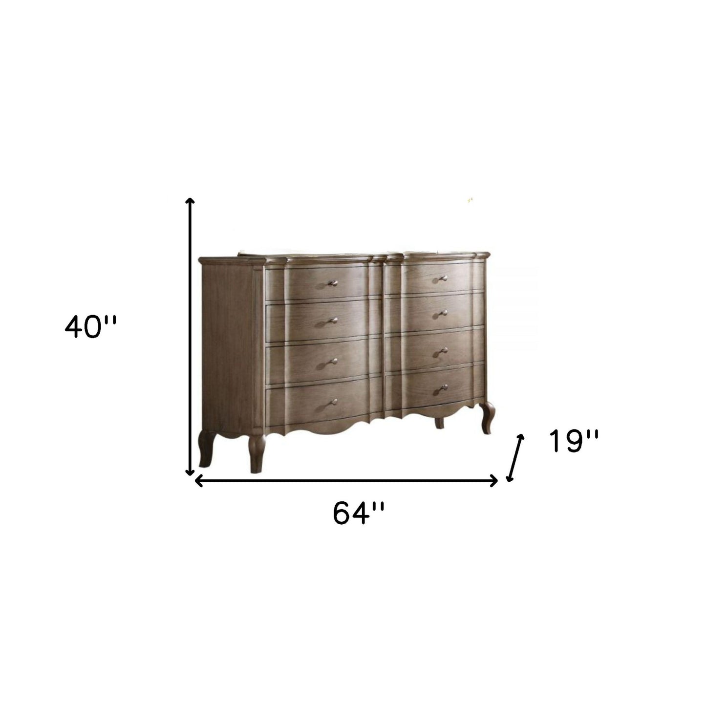 64" Taupe Solid and Manufactured Wood Eight Drawer Double Dresser-7