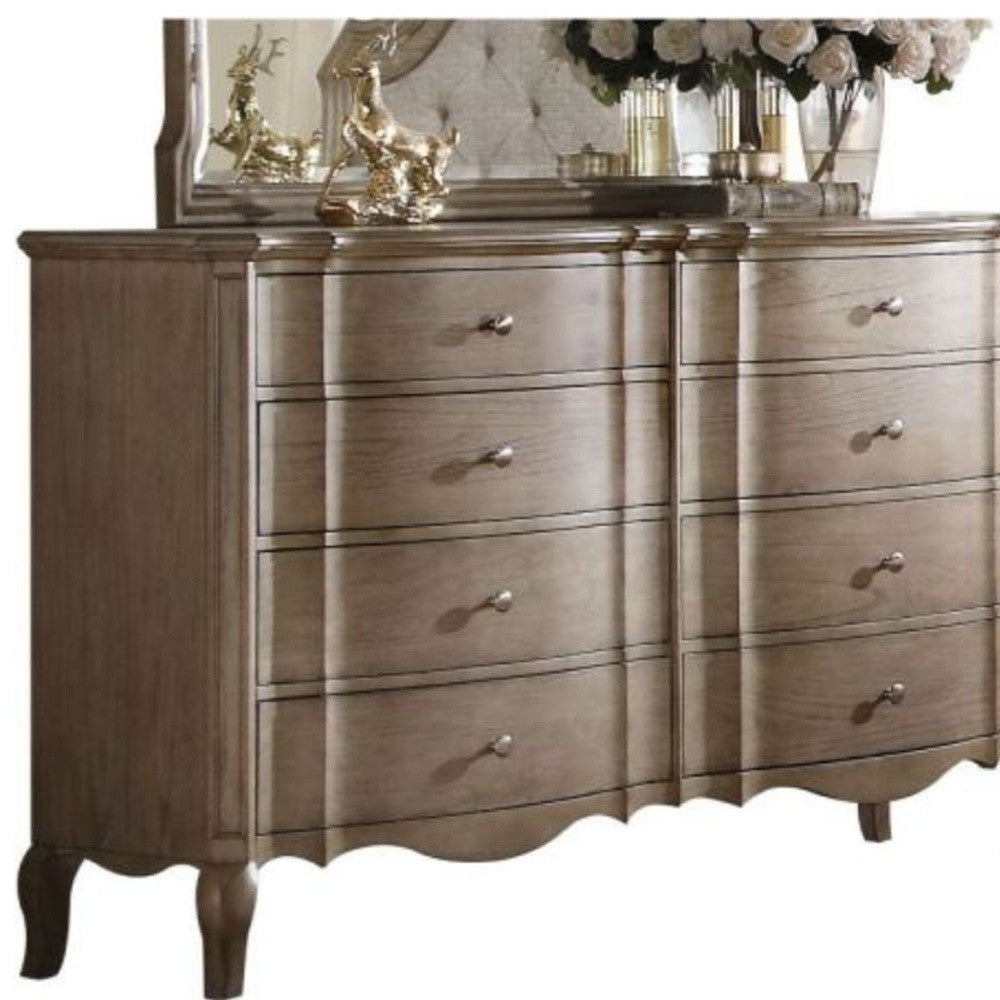 64" Taupe Solid and Manufactured Wood Eight Drawer Double Dresser-4