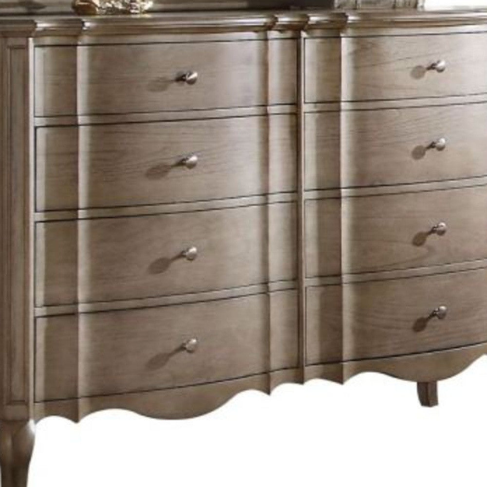 64" Taupe Solid and Manufactured Wood Eight Drawer Double Dresser-5
