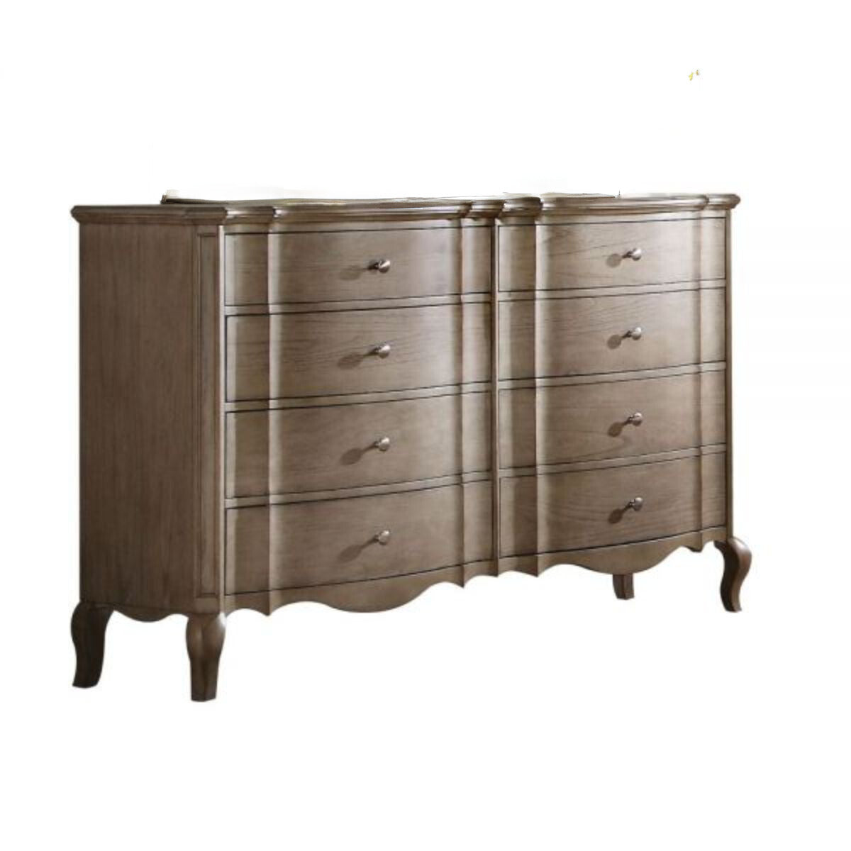 64" Taupe Solid and Manufactured Wood Eight Drawer Double Dresser-2