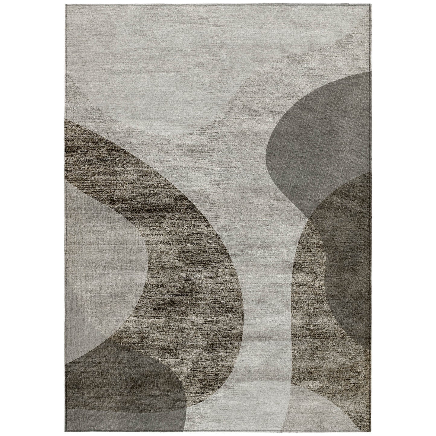 10' X 14' Taupe Beige And Chocolate Abstract Washable Indoor Outdoor Area Rug-5