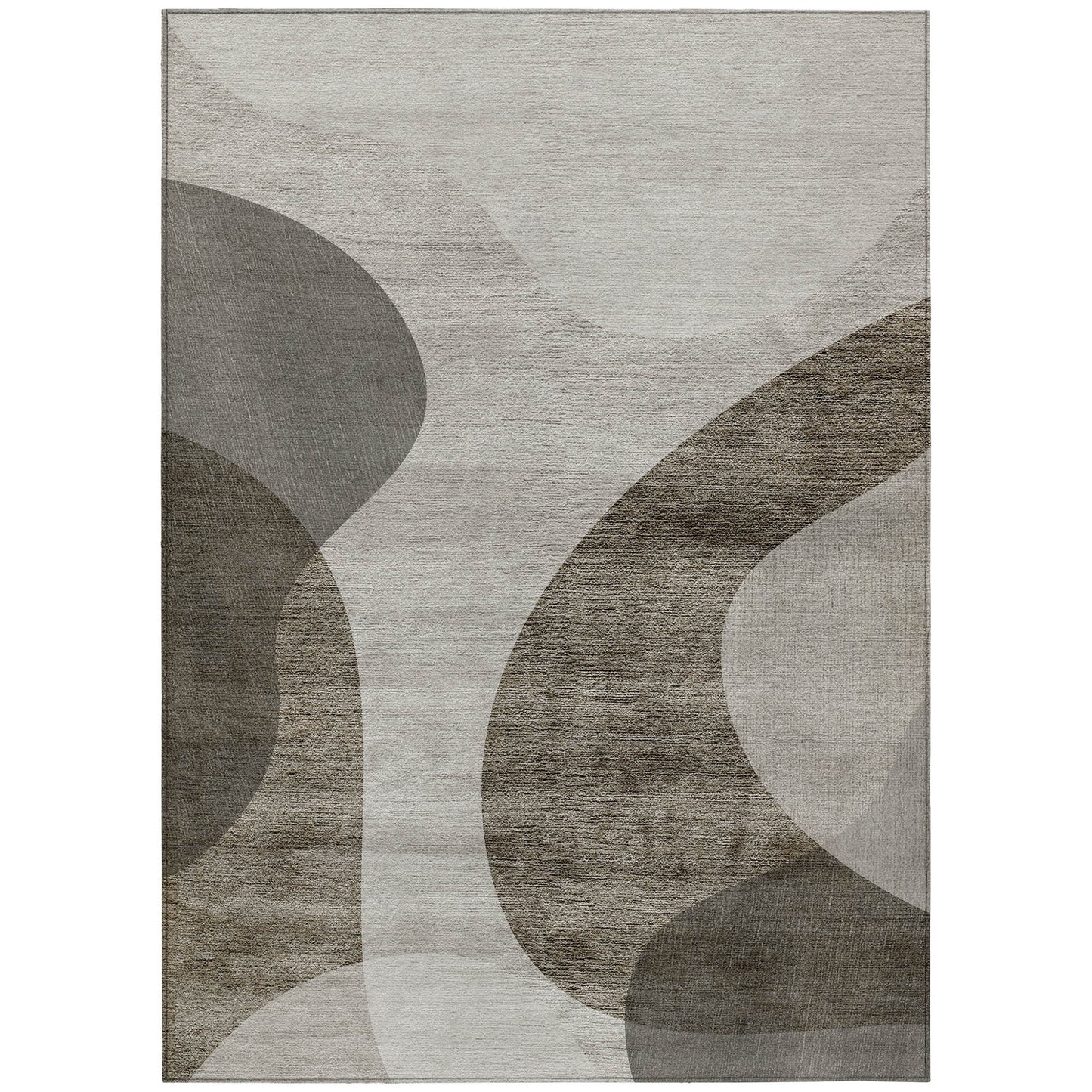 10' X 14' Taupe Beige And Chocolate Abstract Washable Indoor Outdoor Area Rug-1