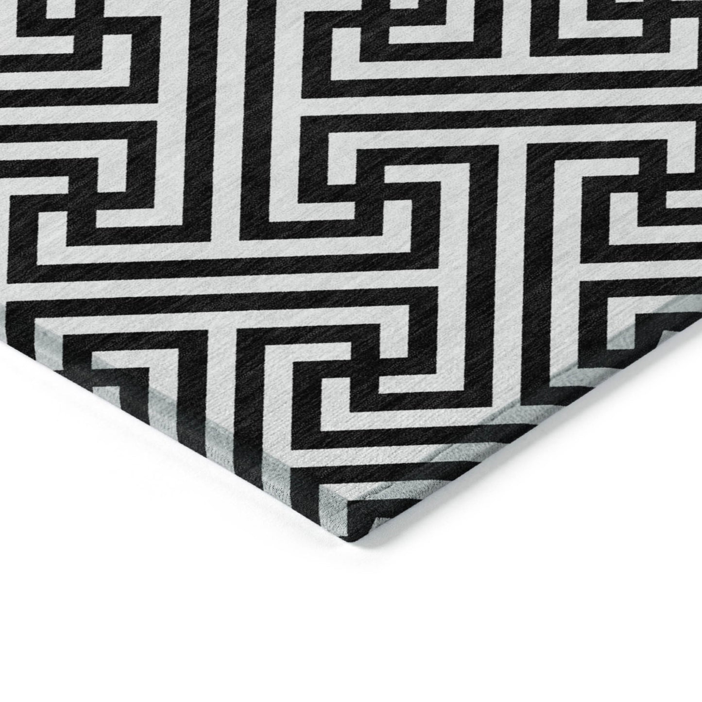 9' X 12' Black And Ivory Geometric Washable Indoor Outdoor Area Rug-3
