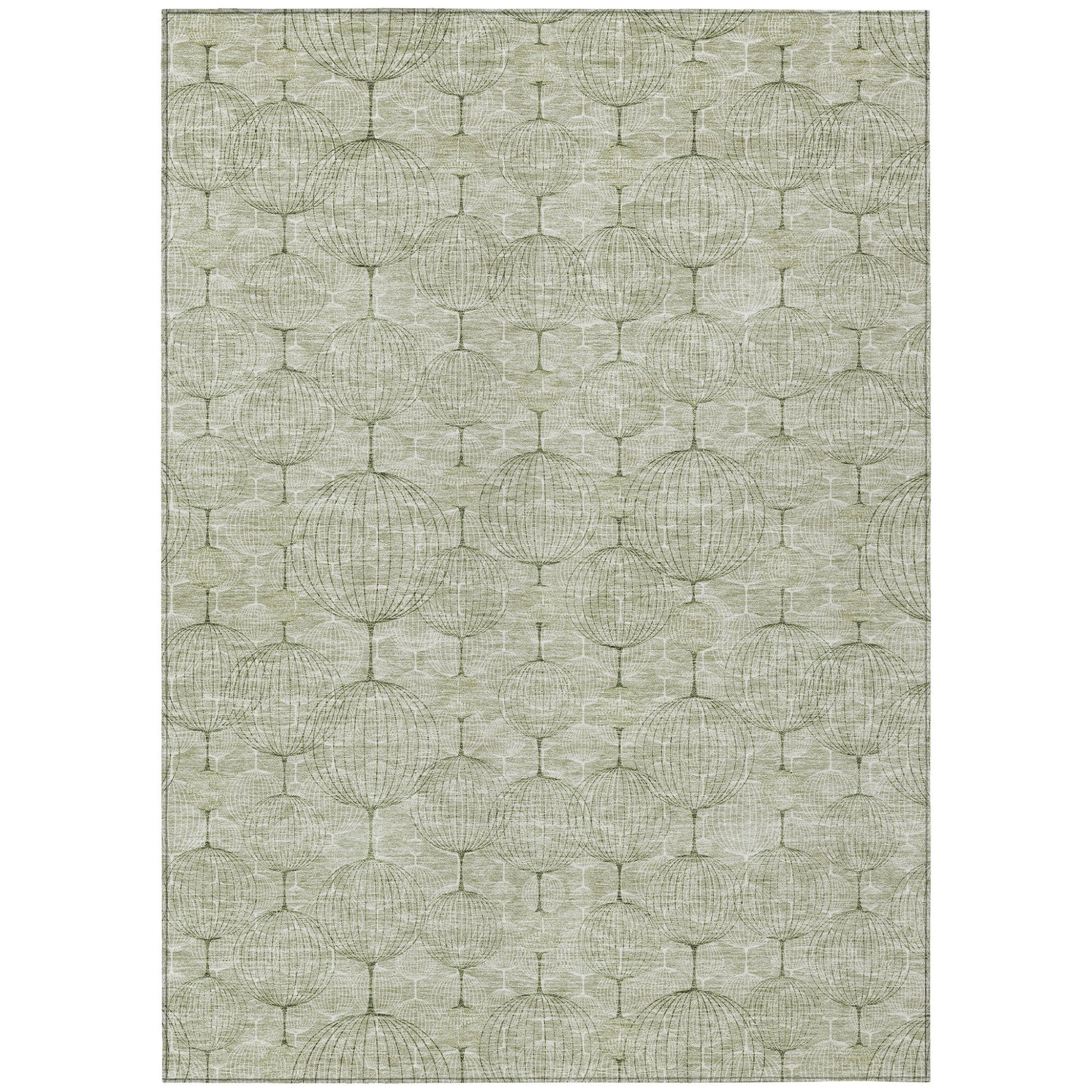 8' X 10' Artichoke Green And Ivory Geometric Washable Indoor Outdoor Area Rug-1