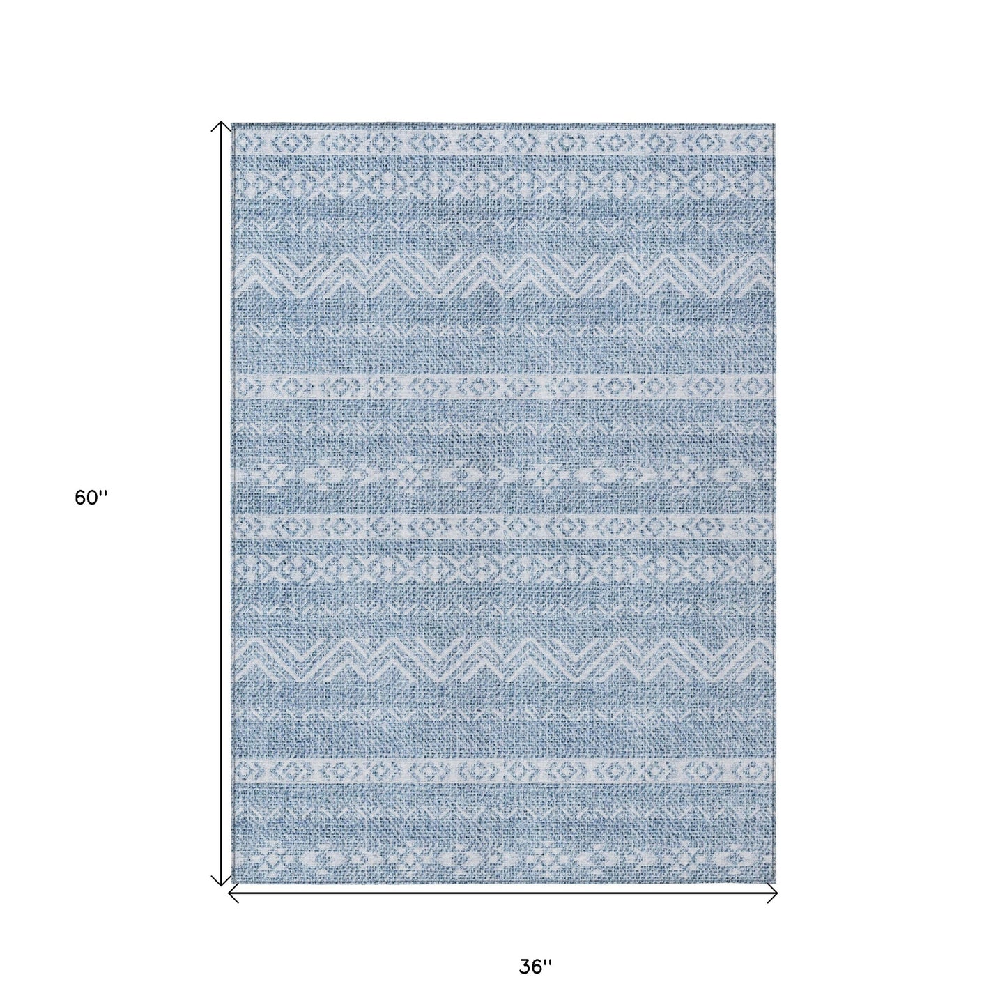 3' X 5' Blue And Denim Blue Southwestern Washable Indoor Outdoor Area Rug-2