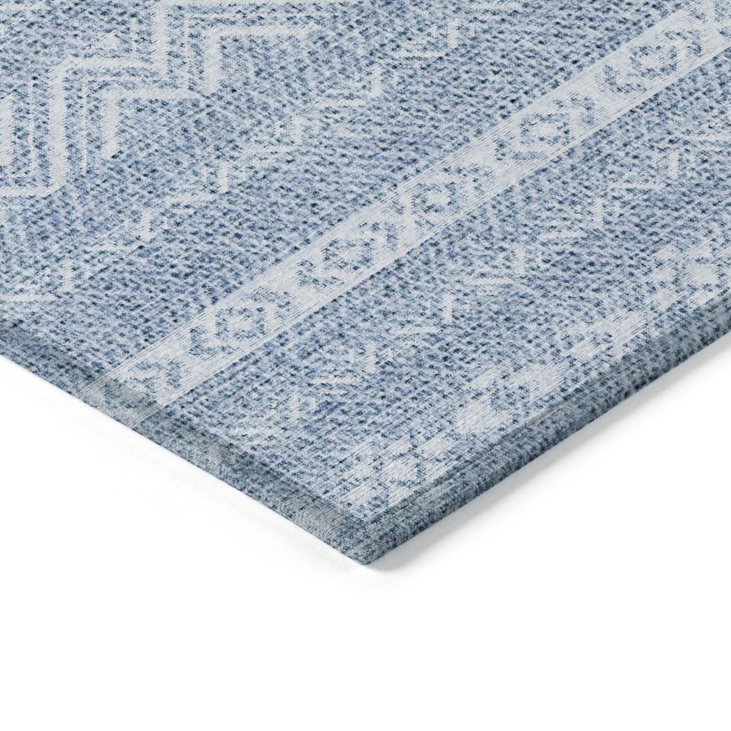 3' X 5' Blue And Denim Blue Southwestern Washable Indoor Outdoor Area Rug-3
